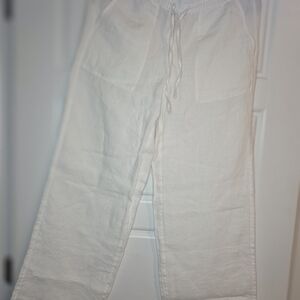 Women White Linen Pants